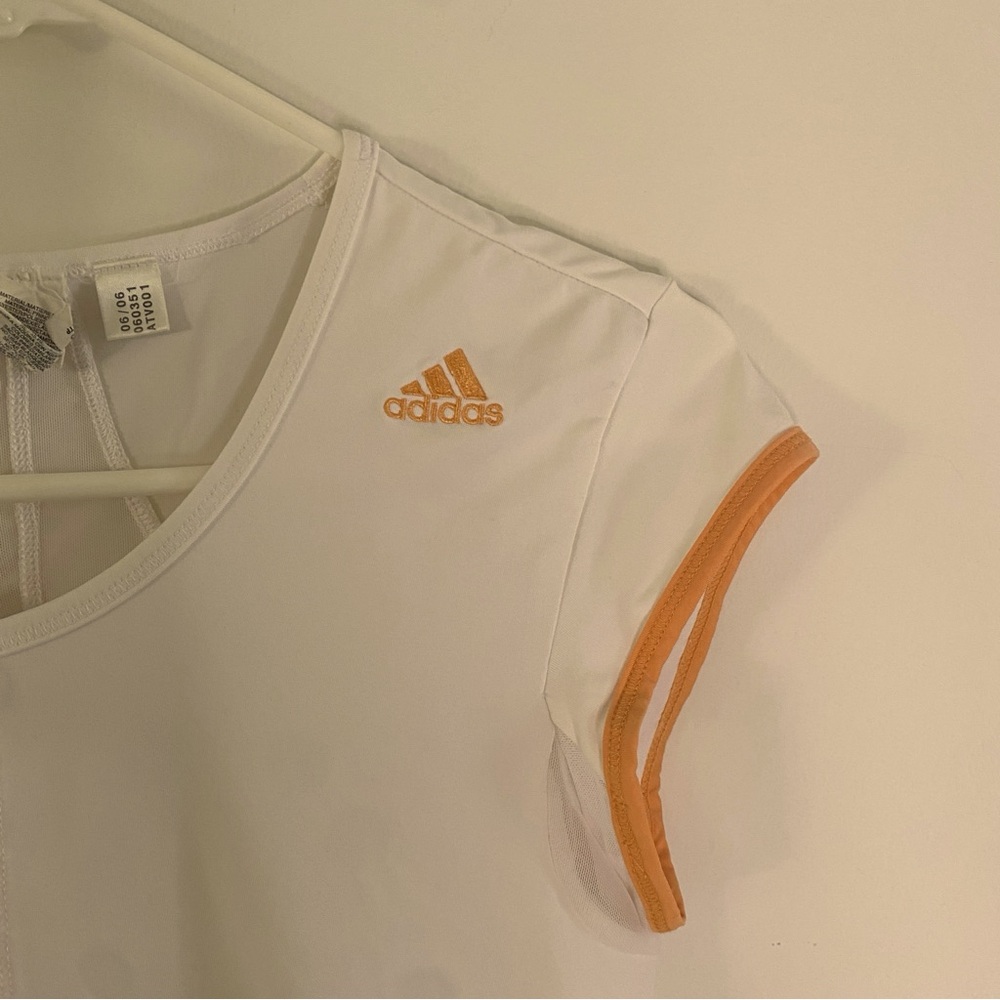 Adidas Athletic, ClimaCool White with Orange Decorations and Outline!